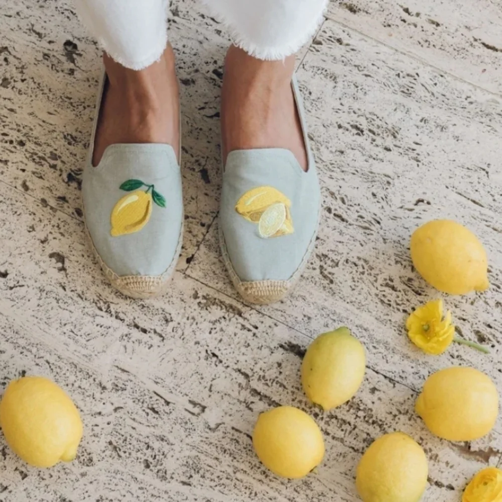 Soludos Lemon Espadrilles Platform Smoking Slipper Womens Size 6 Slip on Loafer